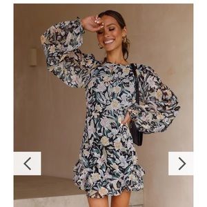 Billy J long sleeve open back mini dress